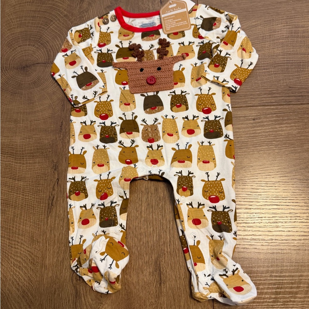 Crochet Reindeer Bamboo Sleeper by Mudpie - Picture 2 of 5